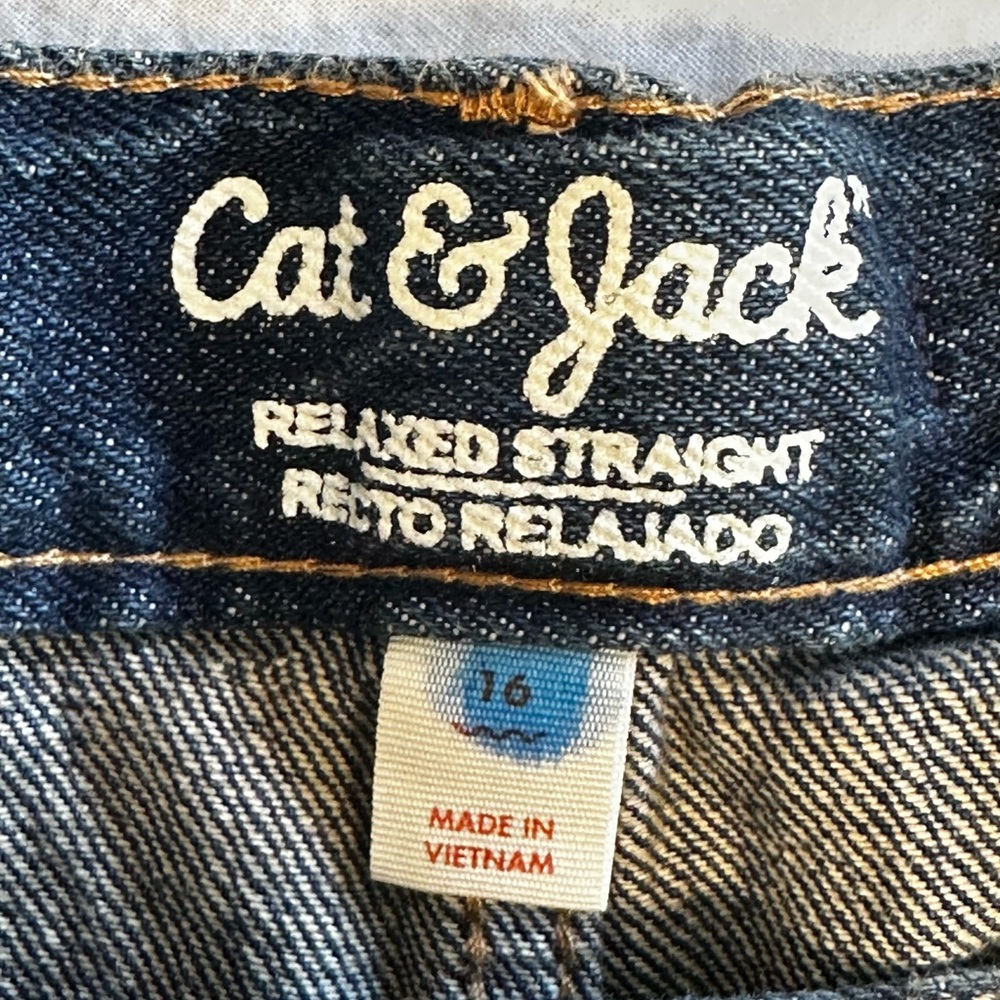Cat & Jack Relaxed Straight Denim Boys Jeans SZ 16 - Picture 9 of 11